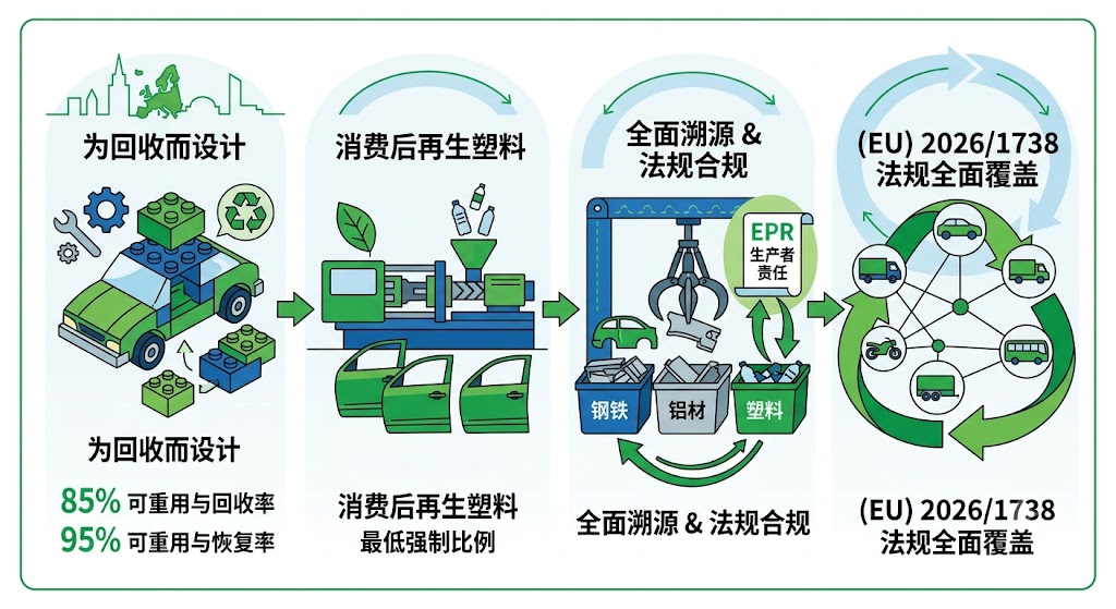 行业重磅！欧盟汽车循环经济新规 (EU) 2026/1738 正式发布，整车与零部件企业如何应对？
